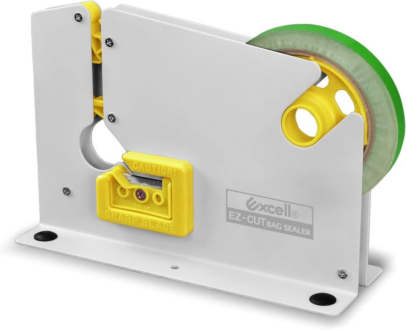 excell ET-609K EZ-Cut Tape Bag Sealer with Trimmer Blade: Fits 9 mm Tape, Ideal for Sealing Candy, Bread, and Meat. Easy to Cut and Trim Bags. Durable, Table-mountable. Includes Sealer and Tape roll. - Image 1